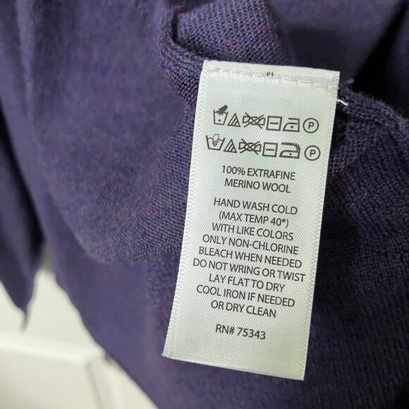 Ellen Tracy Cardigan Womens S Extra Fine Merino Wool Purple Waterfall Open Front - Picture 5 of 8